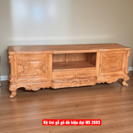 Kệ Tivi Gỗ Gõ Đỏ Hiện Đại