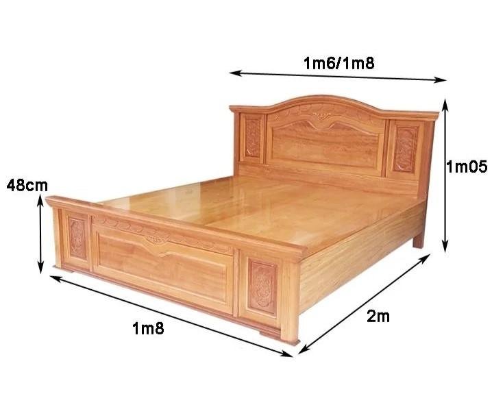 Giường gỗ tự nhiên vân đinh hương MS 2789 4 Kích thước giường ngủ gỗ tự nhiên vân đinh hương