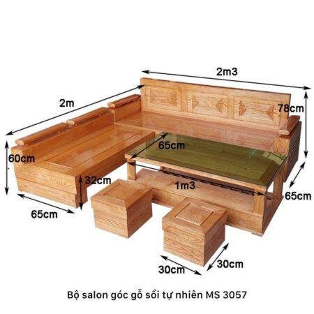 Bộ salon góc gỗ sồi tự nhiên MS 3057