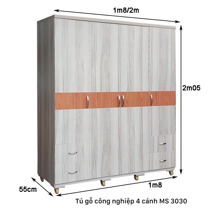 Tủ gỗ công nghiệp 4 cánh MS 3030 - Ảnh 2