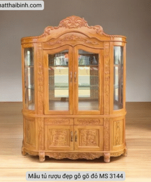 Mẫu tủ rượu đẹp gỗ gõ đỏ MS 3144