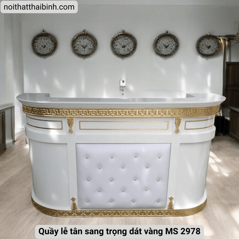 Quầy lễ tân sang trọng dát vàng MS 2978