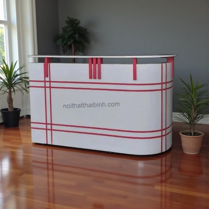 Quầy tiếp tân 1m8 màu trắng phối đỏ sang trọng MS-1119