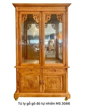Tủ ly gỗ gõ đỏ tự nhiên MS 3086