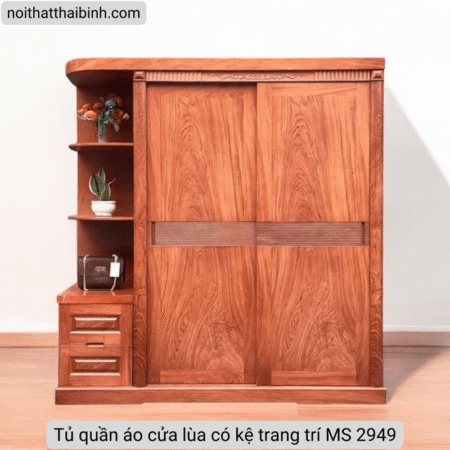 Tủ quần áo cửa lùa có kệ trang trí MS 2949