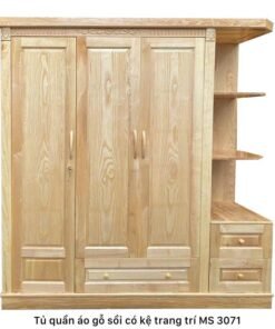 Tủ quần áo gỗ sồi có kệ trang trí MS 3071