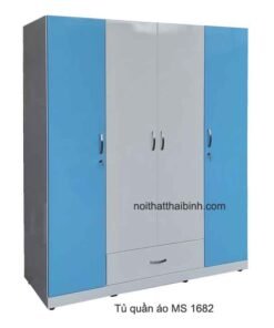 Tủ quần áo trắng xanh MS 1682