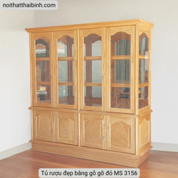 Tủ rượu đẹp bằng gỗ gõ đỏ MS 3156
