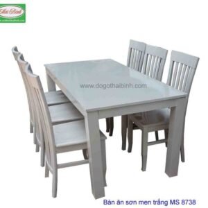 Bàn ăn gỗ sơn men trắng MS 8738-: 9.500.000