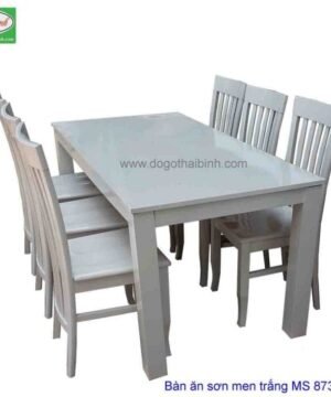 Bàn ăn gỗ sơn men trắng MS 8738-: 9.500.000