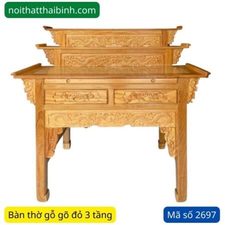 Bàn thờ gỗ gõ đỏ 3 tầng MS 2697 | GIAO HỎA TỐC TPHCM