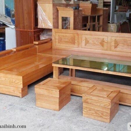 Bộ salon góc gỗ sồi tự nhiên MS 3057