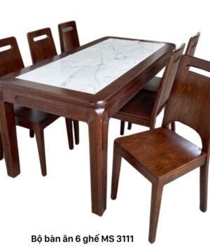 Bộ bàn ghế ăn 6 ghế gỗ sồi tự nhiên MS 3111