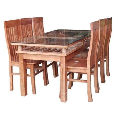 Bộ bàn ăn gỗ xoan đào 6 ghế MS 2433