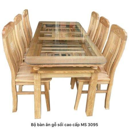 Bộ bàn ăn 6 ghế gỗ tự nhiên MS 3095
