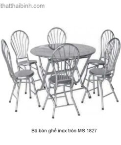 Bộ bàn ghế inox tròn 6 ghế tựa MS 1827