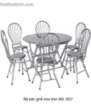 Bộ bàn ghế inox tròn 6 ghế tựa MS 1827