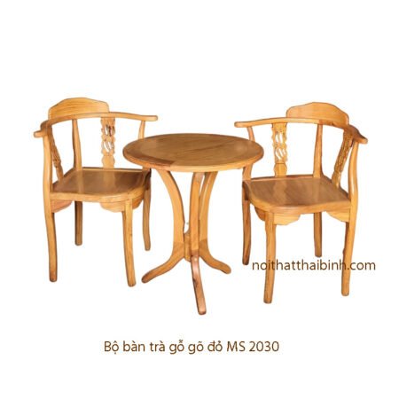 Bộ bàn trà gỗ gỏ đỏ 2 ghế MS 2030