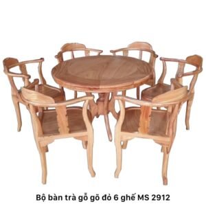 Bộ bàn trà gỗ gõ đỏ 6 ghế MS 2912