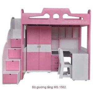 Bộ giường tầng tủ áo bàn học cho bé MS 1562