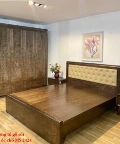 Bộ phòng ngủ gỗ sồi sơn màu gỗ óc chó MS 2424