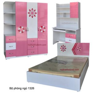 Bộ phòng ngủ đẹp màu hồng MS 1326 giá bán=18.200.000đ giảm còn= 15.200.000đ