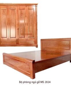 Bộ phòng ngủ gỗ gội tự nhiên đẹp MS 2024