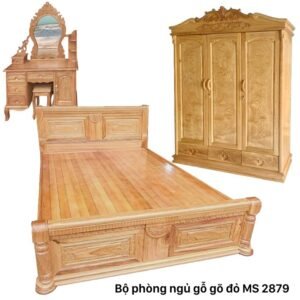 Combo bộ phòng ngủ gỗ gõ đỏ MS 2879