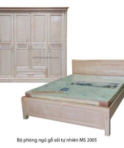 Bộ phòng ngủ gỗ sồi tự nhiên đẹp MS 2025