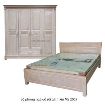 Bộ phòng ngủ gỗ sồi tự nhiên đẹp MS 2025