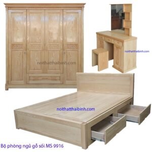 Bộ phòng ngủ gỗ sồi tự nhiên MS 9916 Giá bộ = 27.800.000 đ