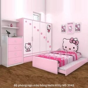 Bộ phòng ngủ màu hồng Hello Kitty MS 3042
