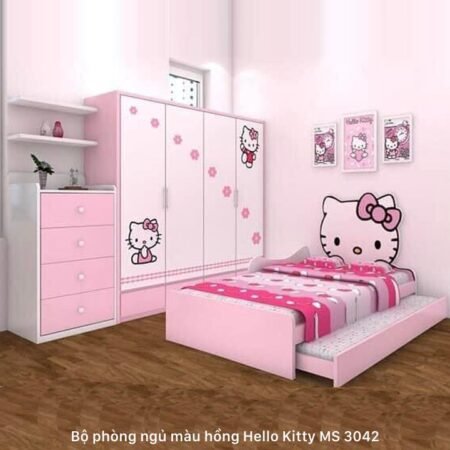 Bộ phòng ngủ màu hồng Hello Kitty MS 3042