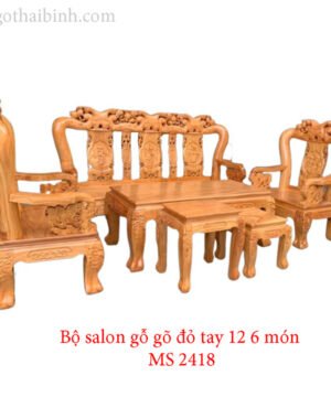 Bộ salon gỗ gỏ đỏ tay 12 6 món MS 2418