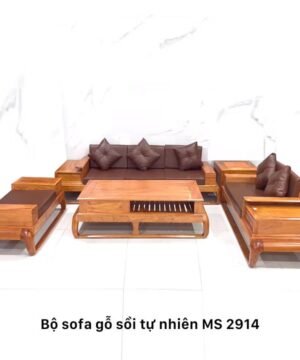 Sofa gỗ sồi nệm da cao cấp MS 2914