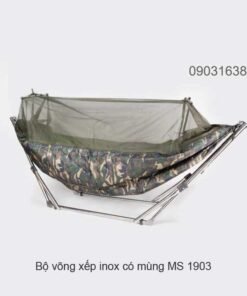 Bộ khung võng xếp inox võng dù có mùng MS 1903 | GIAO HỎA TỐC TPHCM