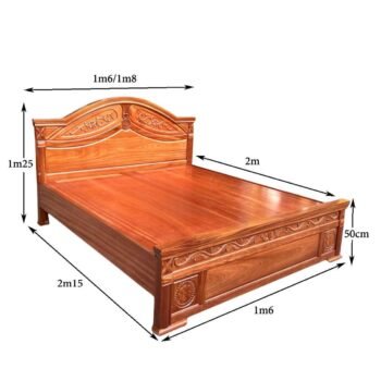Mẫu giường gỗ xoan đào đẹp MS 3187 Mẫu giường gỗ xoan đào đẹp MS 3187