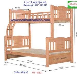 Giường tầng gỗ tự nhiên MS 4032 Giá 1m2 = 15.500.000
