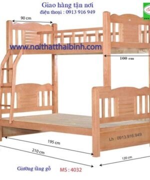Giường tầng gỗ tự nhiên MS 4032 Giá 1m2 = 15.500.000