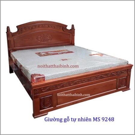 Giường gỗ tự nhiên MS 9248 Giá bán = 14.500.000 đ - Tặng 1 tấm nệm cao su non American