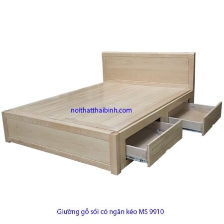 Giường gỗ sồi có ngăn kéo MS 9910 Giá bán = 11.000.000 đ