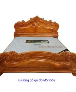Giường ngủ gõ đỏ nguyên khối MS 9552 Giá 1m8 = 54.000.000