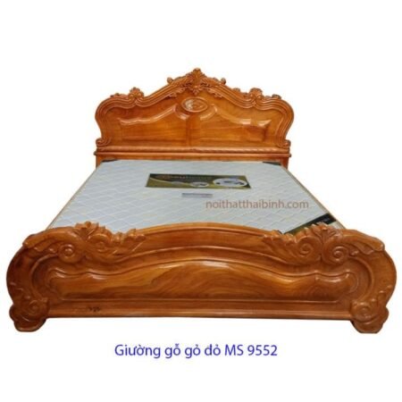 Giường ngủ gõ đỏ nguyên khối MS 9552 Giá 1m8 = 54.000.000