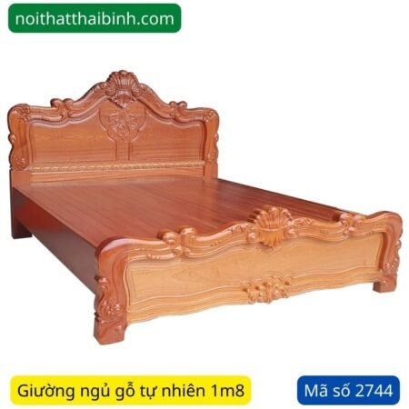 Giường gỗ tự nhiên 1m8 MS 2744