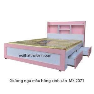 Giường ngủ màu hồng trẻ em MS 2071