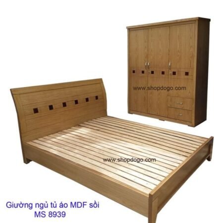 Giường ngủ tủ áo mdf sồi MS 8939 Giá : giường 1m6 = 3.800.000  Tủ 1m6 = 6.000.000