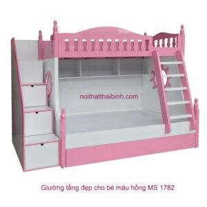 Giường tầng đẹp cho bé màu hồng MS 1782