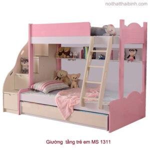 Giường tầng cho bé đẹp màu hồng MS 1311 Giá bán = 15.500.000đ giảm còn = 13.500.000đ