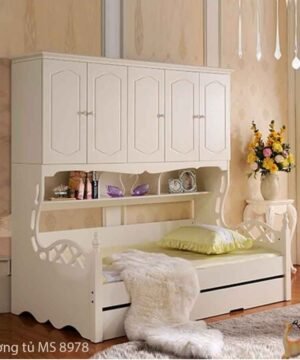 Giường tủ MS 8978 Size : giường 1m2 + tủ kệ sách  Giá : 10.500.000