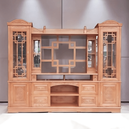 Kệ tivi gỗ kết hợp tủ trang trí MS 2747